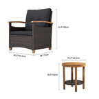 Wicker Bistro Set with Soft Cushions Comfort and Natural Aesthetics - 3 Pcs
