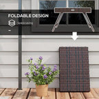 Folding Rattan Side Table, Outdoor End Table, Hand Woven PE Rattan Coffee Table for Balcony, Backyard, Garden, Lawn, Courtyard