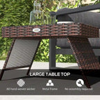 Folding Rattan Side Table, Outdoor End Table, Hand Woven PE Rattan Coffee Table for Balcony, Backyard, Garden, Lawn, Courtyard