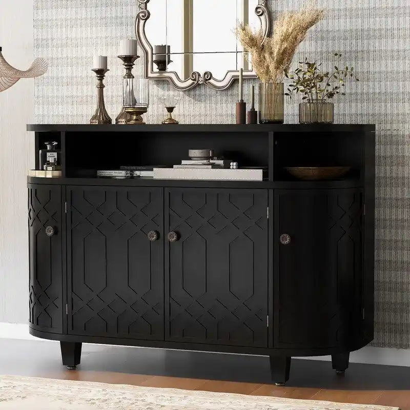 48 W Storage Cabinet with Four Doors and Adjustable Shelves - N/A