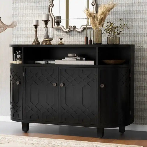 48 W Storage Cabinet with Four Doors and Adjustable Shelves - N/A