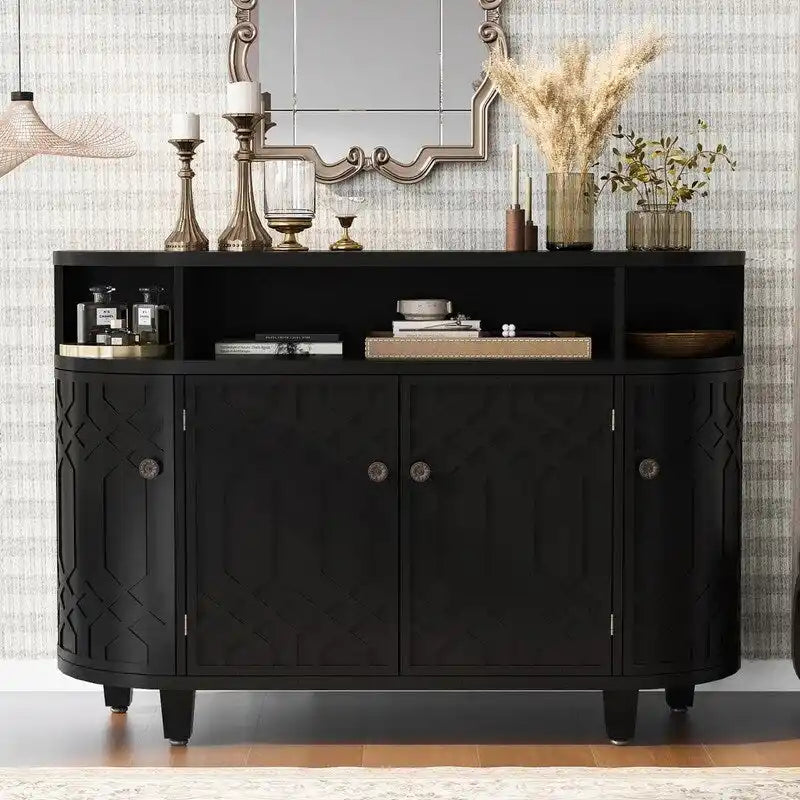 48 W Storage Cabinet with Four Doors and Adjustable Shelves - N/A