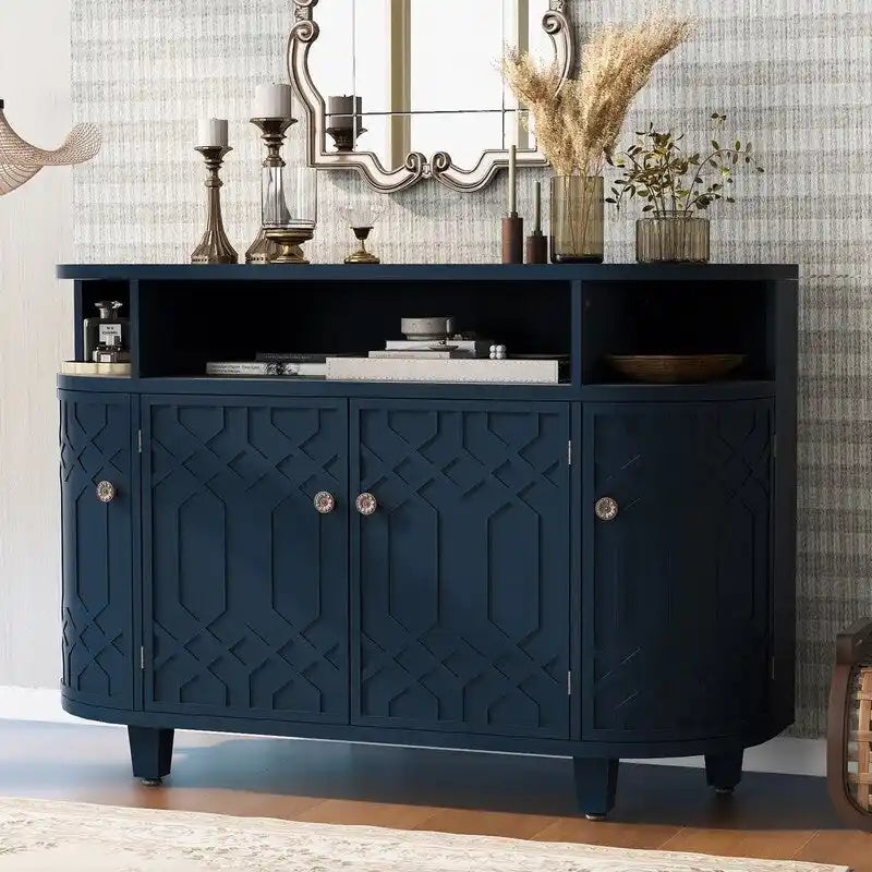 48 W Storage Cabinet with Four Doors and Adjustable Shelves - N/A