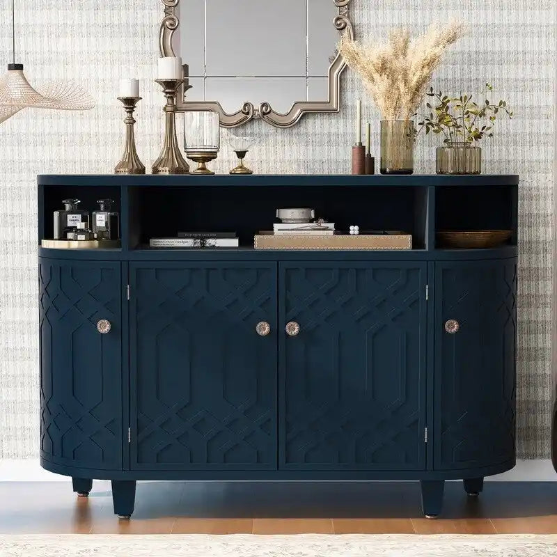 48 W Storage Cabinet with Four Doors and Adjustable Shelves - N/A