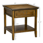 Side Table with Storage,Vintage End Table with Drawer and Open Shelf