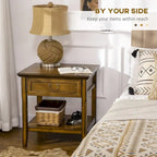 Side Table with Storage,Vintage End Table with Drawer and Open Shelf