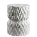 Chevron Drum 17.5  White Marble Finish Ceramic Garden Stool