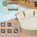 Patio Wicker Rattan Daybed Set with Retractable Canopy and Pillows