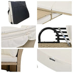 Patio Wicker Rattan Daybed Set with Retractable Canopy and Pillows