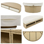 Patio Wicker Rattan Daybed Set with Retractable Canopy and Pillows