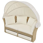 Patio Wicker Rattan Daybed Set with Retractable Canopy and Pillows