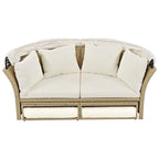 Patio Wicker Rattan Daybed Set with Retractable Canopy and Pillows