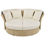 Patio Wicker Rattan Daybed Set with Retractable Canopy and Pillows