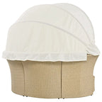 Patio Wicker Rattan Daybed Set with Retractable Canopy and Pillows