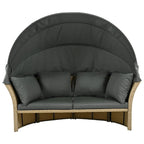 Patio Wicker Rattan Daybed Set with Retractable Canopy and Pillows