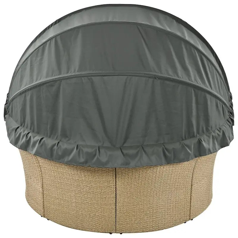Patio Wicker Rattan Daybed Set with Retractable Canopy and Pillows