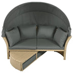 Patio Wicker Rattan Daybed Set with Retractable Canopy and Pillows