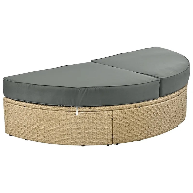 Patio Wicker Rattan Daybed Set with Retractable Canopy and Pillows