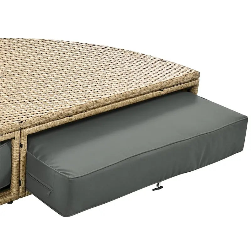 Patio Wicker Rattan Daybed Set with Retractable Canopy and Pillows