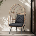 Egg Chair Outdoor, Patio Rotating Basket Chair, All-Weather Wicker Egg Lounger Chair for Outside Indoor