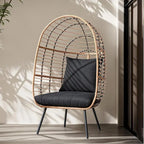 Egg Chair Outdoor, Patio Rotating Basket Chair, All-Weather Wicker Egg Lounger Chair for Outside Indoor