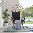 Egg Chair Outdoor, Patio Rotating Basket Chair, All-Weather Wicker Egg Lounger Chair for Outside Indoor