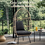 Egg Chair Outdoor, Patio Rotating Basket Chair, All-Weather Wicker Egg Lounger Chair for Outside Indoor