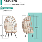 Egg Chair Outdoor, Patio Rotating Basket Chair, All-Weather Wicker Egg Lounger Chair for Outside Indoor
