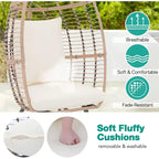 Egg Chair Outdoor, Patio Rotating Basket Chair, All-Weather Wicker Egg Lounger Chair for Outside Indoor