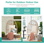 Egg Chair Outdoor, Patio Rotating Basket Chair, All-Weather Wicker Egg Lounger Chair for Outside Indoor