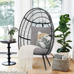 Egg Chair Outdoor, Patio Rotating Basket Chair, All-Weather Wicker Egg Lounger Chair for Outside Indoor