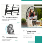 Egg Chair Outdoor, Patio Rotating Basket Chair, All-Weather Wicker Egg Lounger Chair for Outside Indoor