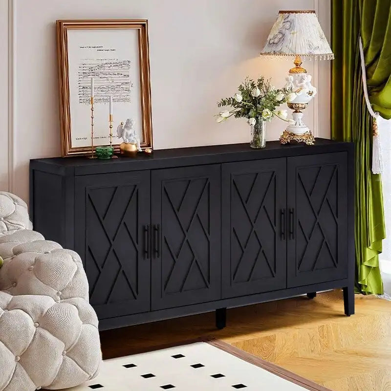 Vintage Style 4 Door Wooden Twill Sideboard