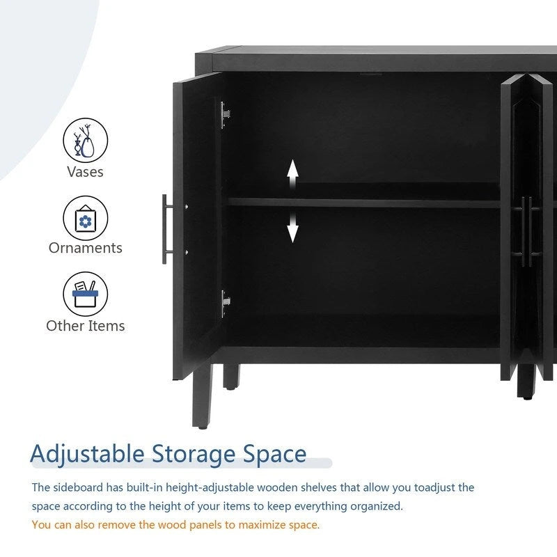 Vintage Style 4 Door Wooden Twill Sideboard