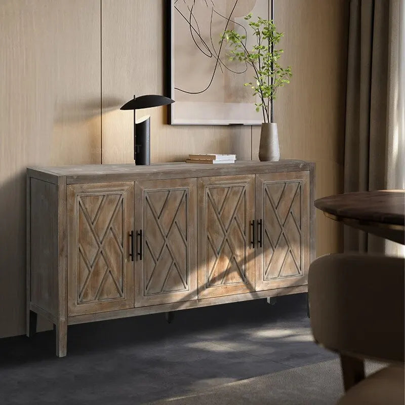 Vintage Style 4 Door Wooden Twill Sideboard