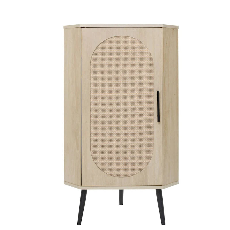 Corner cabinet ,Rattan door,Freestanding Corner Tables For Small Spaces,Corner Shelf Stand For Living Room,Kitchen,Bathroom