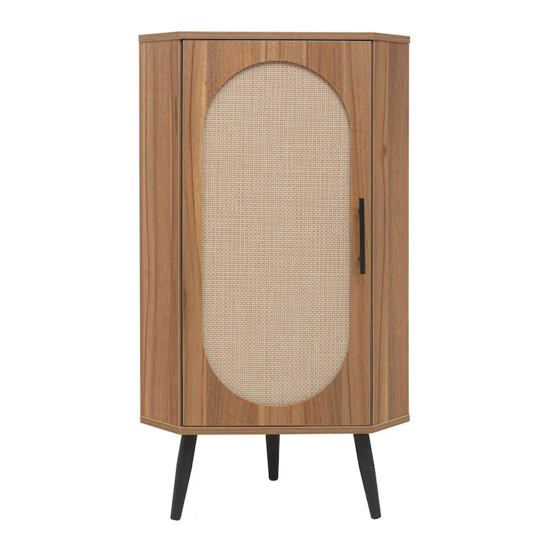 Corner cabinet ,Rattan door,Freestanding Corner Tables For Small Spaces,Corner Shelf Stand For Living Room,Kitchen,Bathroom