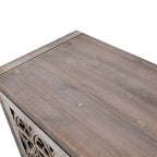Hollow Four Door Storage Cabinet - Country Style Antique Pine Veneer MDF Sideboard with Adjustable Shelves