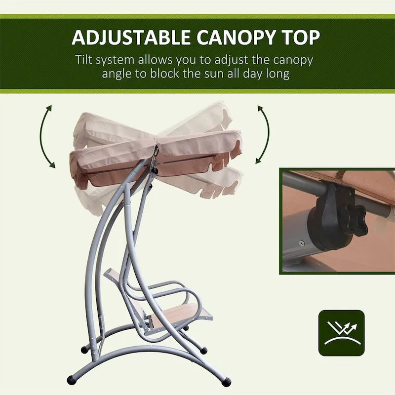 Outdoor Porch Swing Chair,Patio Swing Glider with Adjustable Canopy