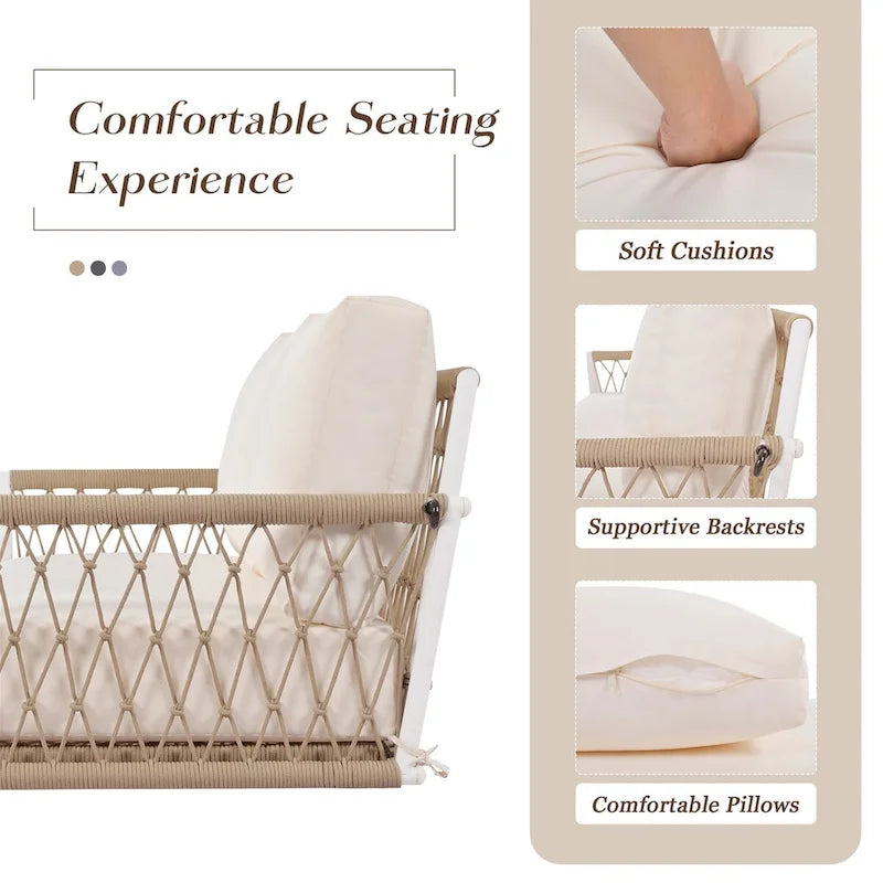 1-Piece Woven Rope Outdoor Swing Sofa