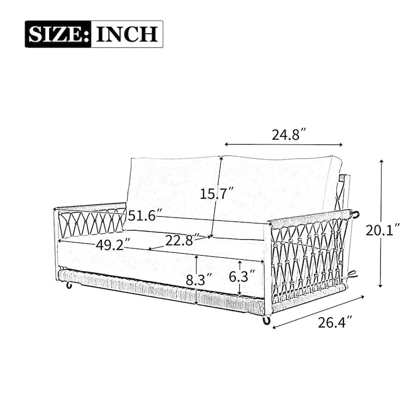1-Piece Woven Rope Outdoor Swing Sofa