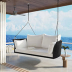 51.9  2-Person Wicker Swing Chair with cushions - N/A