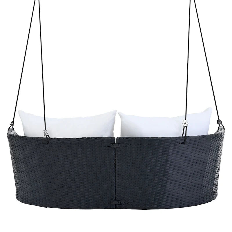 51.9  2-Person Wicker Swing Chair with cushions - N/A