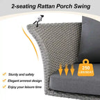 51.9  2-Person Wicker Swing Chair with cushions - N/A