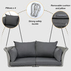 51.9  2-Person Wicker Swing Chair with cushions - N/A