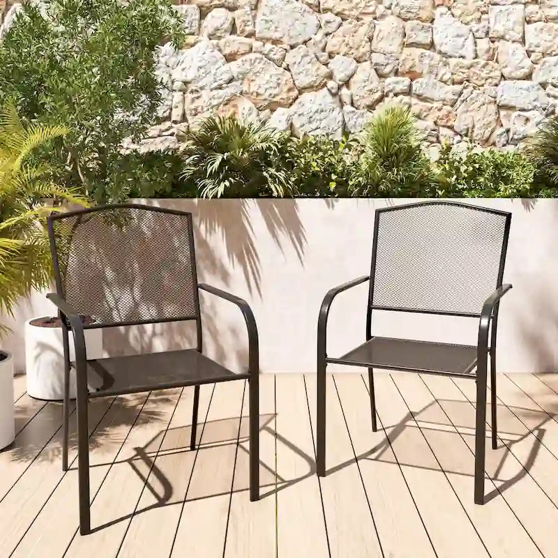 Clihome Patio Steel Mesh Dining Chair (Set of 2)