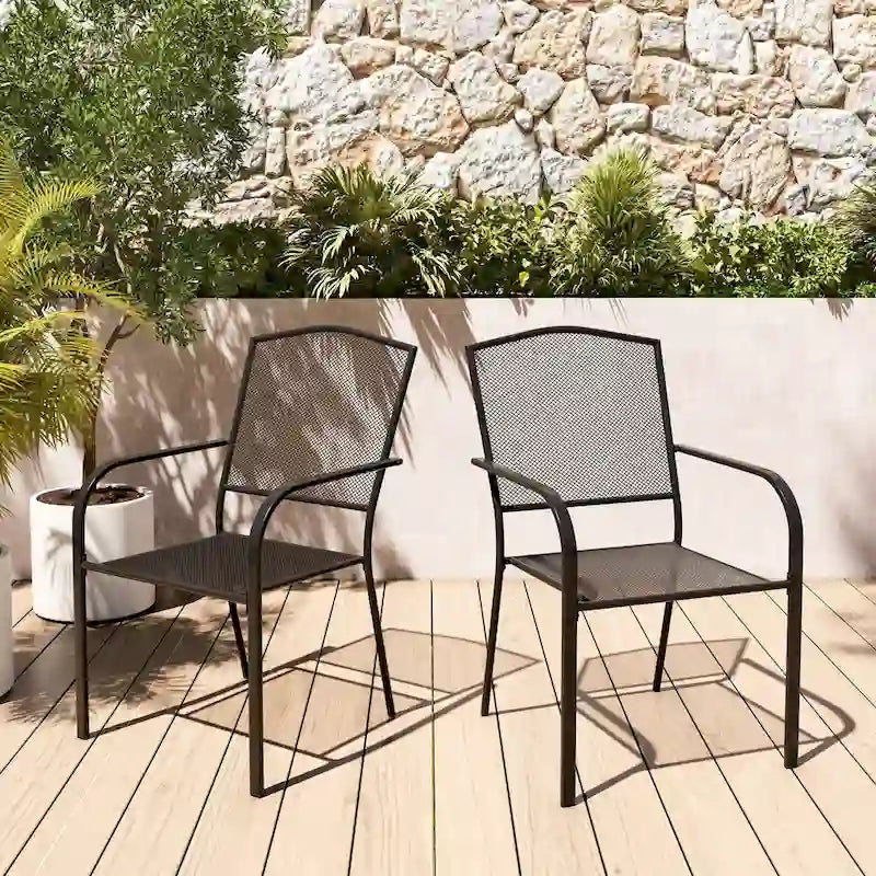Clihome Patio Steel Mesh Dining Chair (Set of 2)