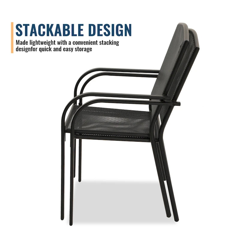 Clihome Patio Steel Mesh Dining Chair (Set of 2)