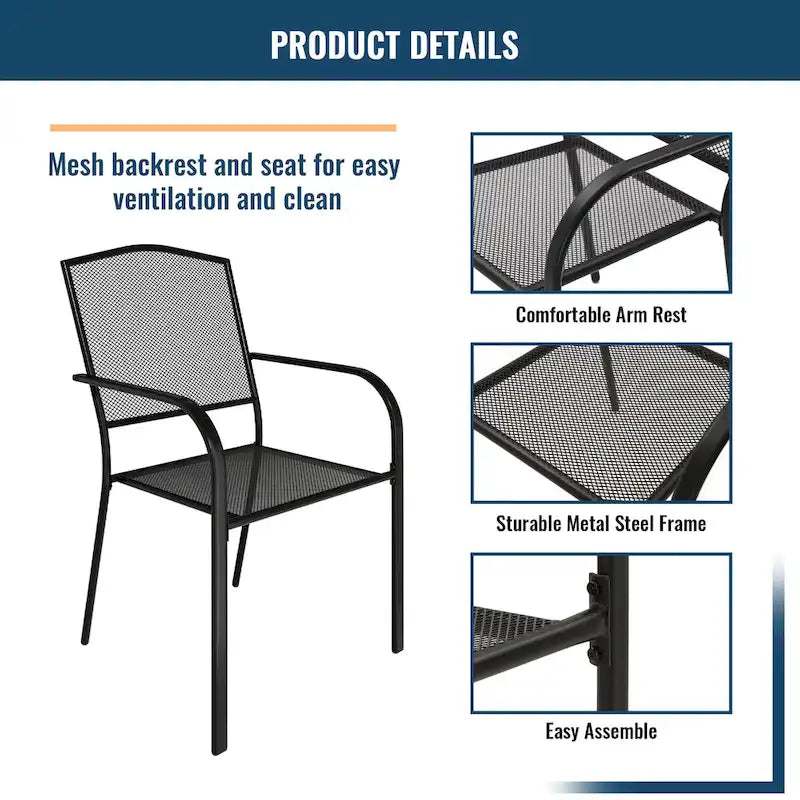 Clihome Patio Steel Mesh Dining Chair (Set of 2)
