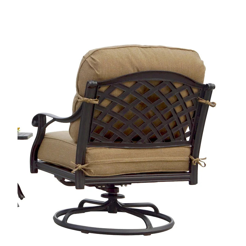 Nassau 4-Piece Patio Propane Fire Pit Sofa Set (with 2 Swivel Rocker Club Chairs) and 47  Round Fire Pit Chat Table
